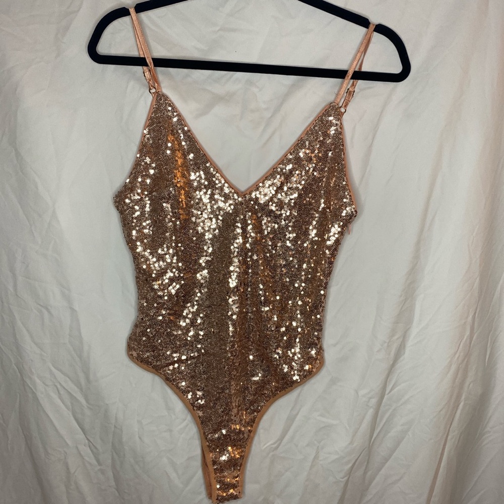 Rose gold sequin bodysuit